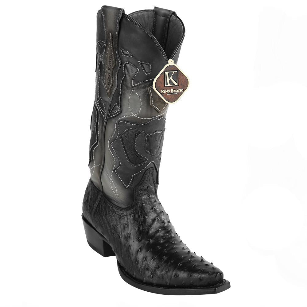 King Exotic Ostrich Snip Toe Western Boots