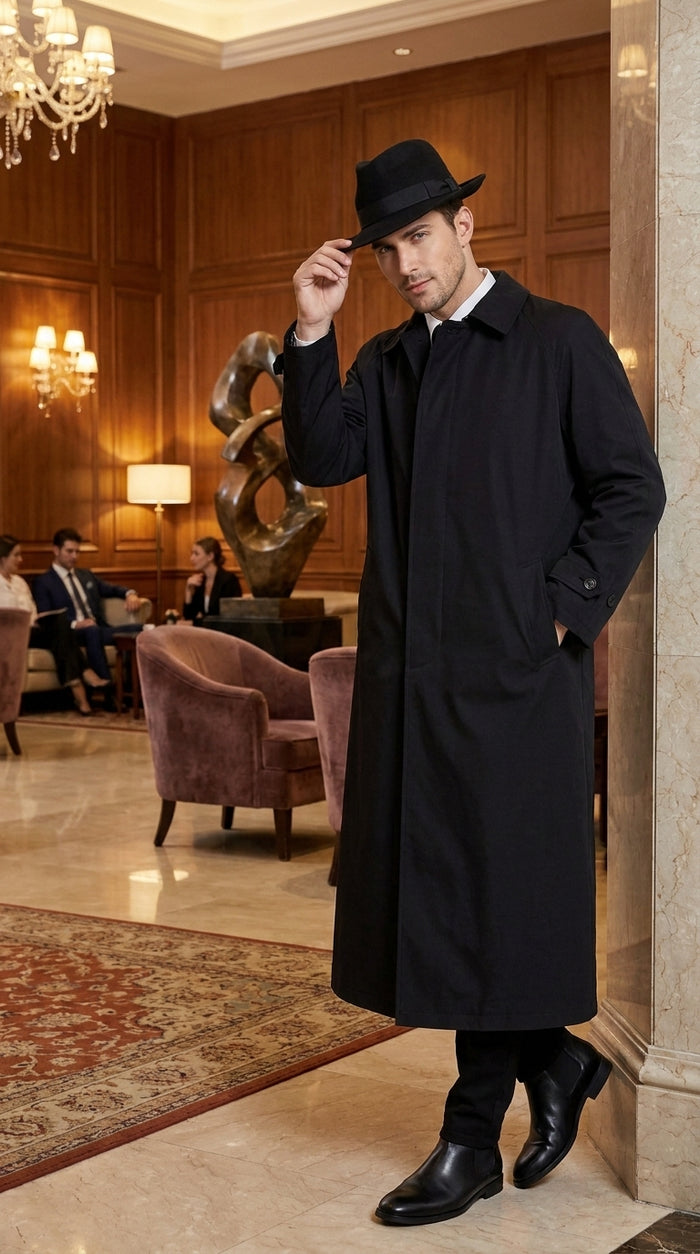 Men’s Undertaker Inspired Black Trench Coat – WWE Wrestling Style Long Full-Length Overcoat