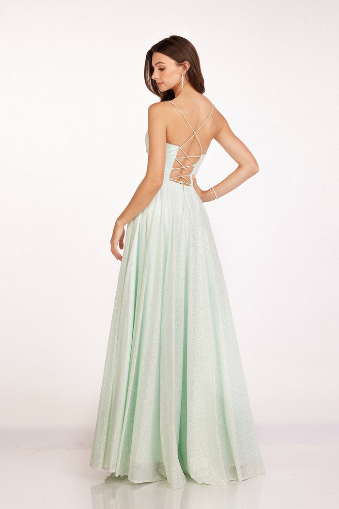 Glitter Tulle Corset A-Line Gown by Abby Paris 90208