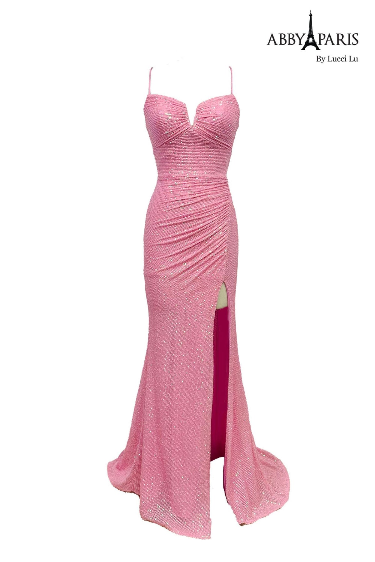 Abby Paris 90218 Sequin Sleeveless Strappy Slit Gown