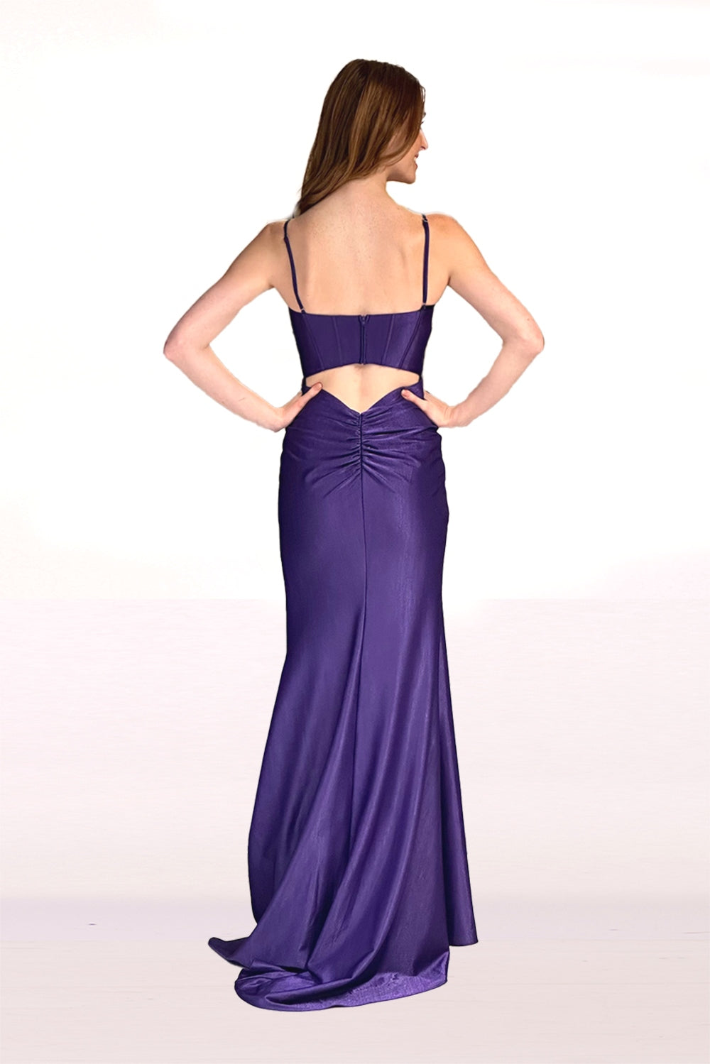 Abby Paris 90264 Fitted Sleeveless Corset Slit Gown
