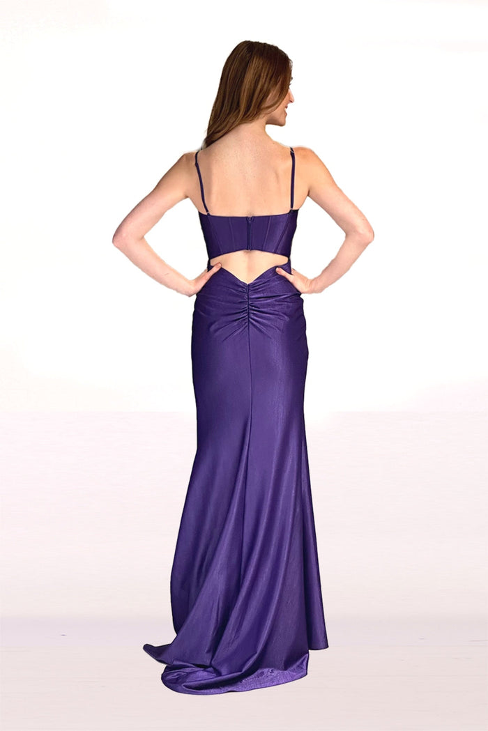 Abby Paris 90264 Fitted Sleeveless Corset Slit Gown