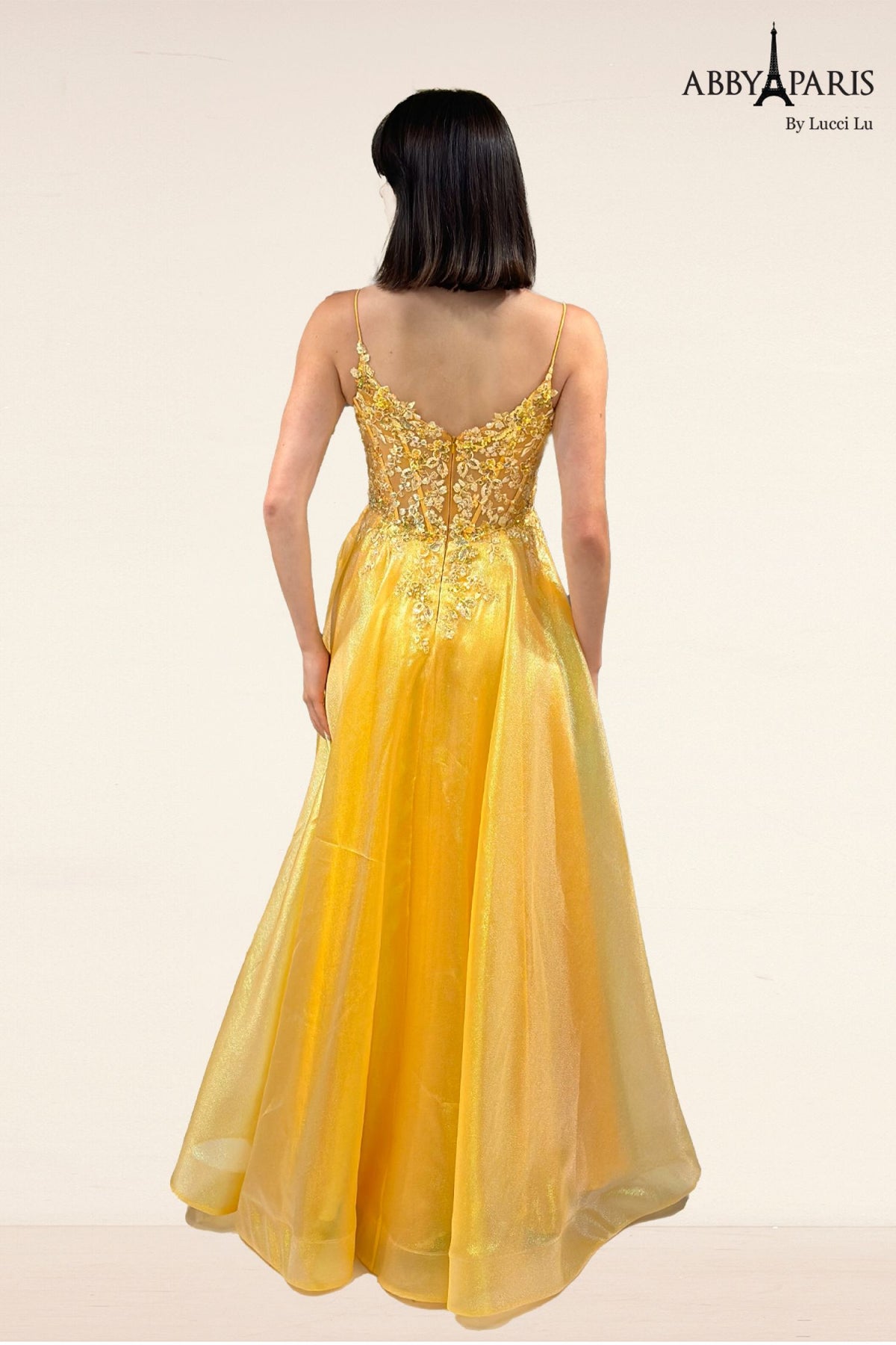 Radiant Metallic Sleeveless A-line Gown by Abby Paris 90290