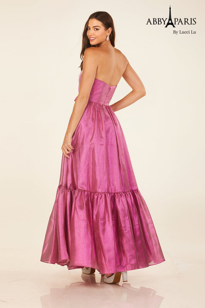Strapless Bow A-Line Tea Length Dress – Abby Paris 90291 by Lucci Lu