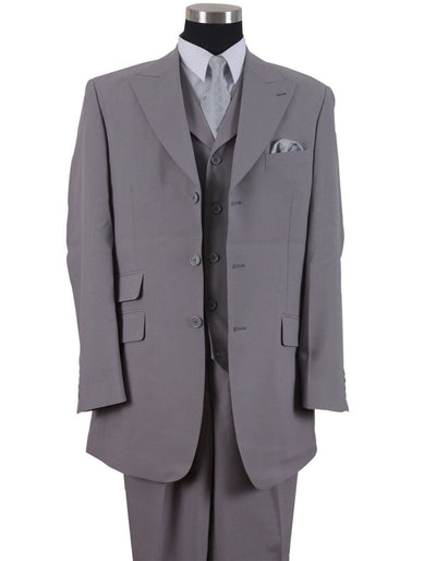 Three Button Grey Peak Lapel Suit for Men
