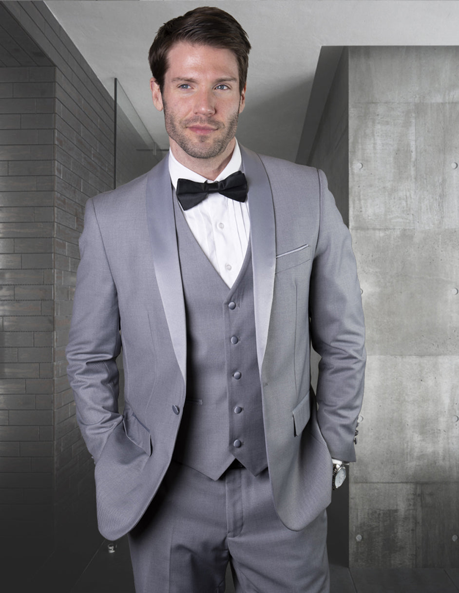 Shawl Collar Grey Wool Tuxedo by Statement