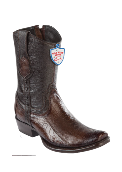 Wild West Ostrich Leg Dubai Toe Boots Faded Brown