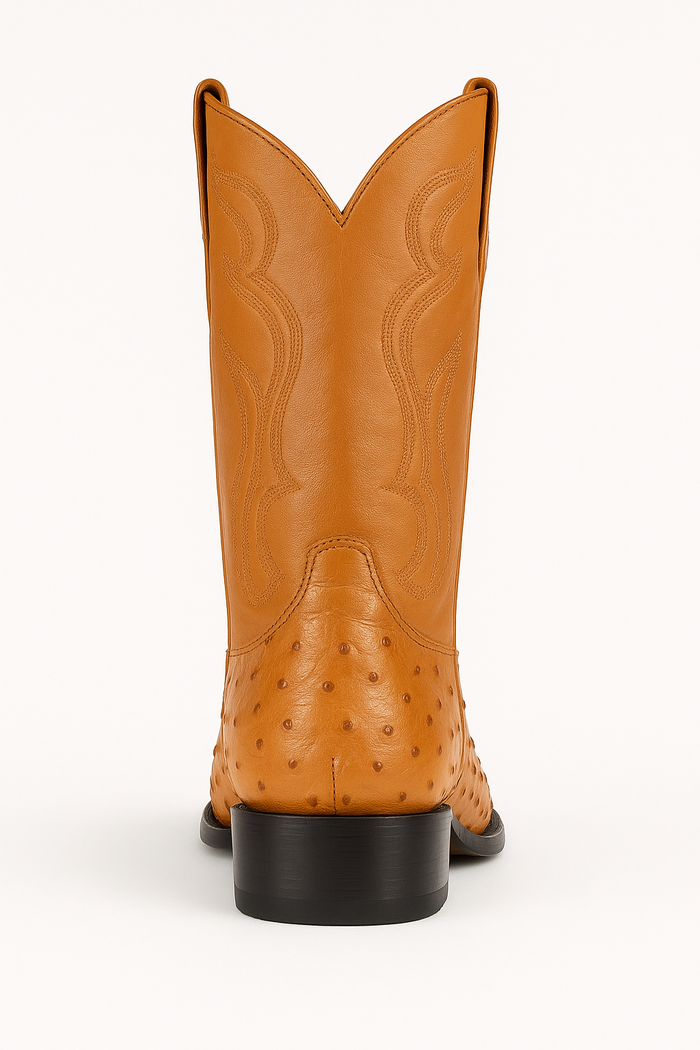 Los Altos Boots Men's Ostrich Roper Western Boots Honey