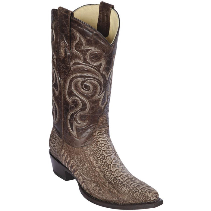 Mens Ostrich Leg Boots Brown Snip Toe - Los Altos Boots