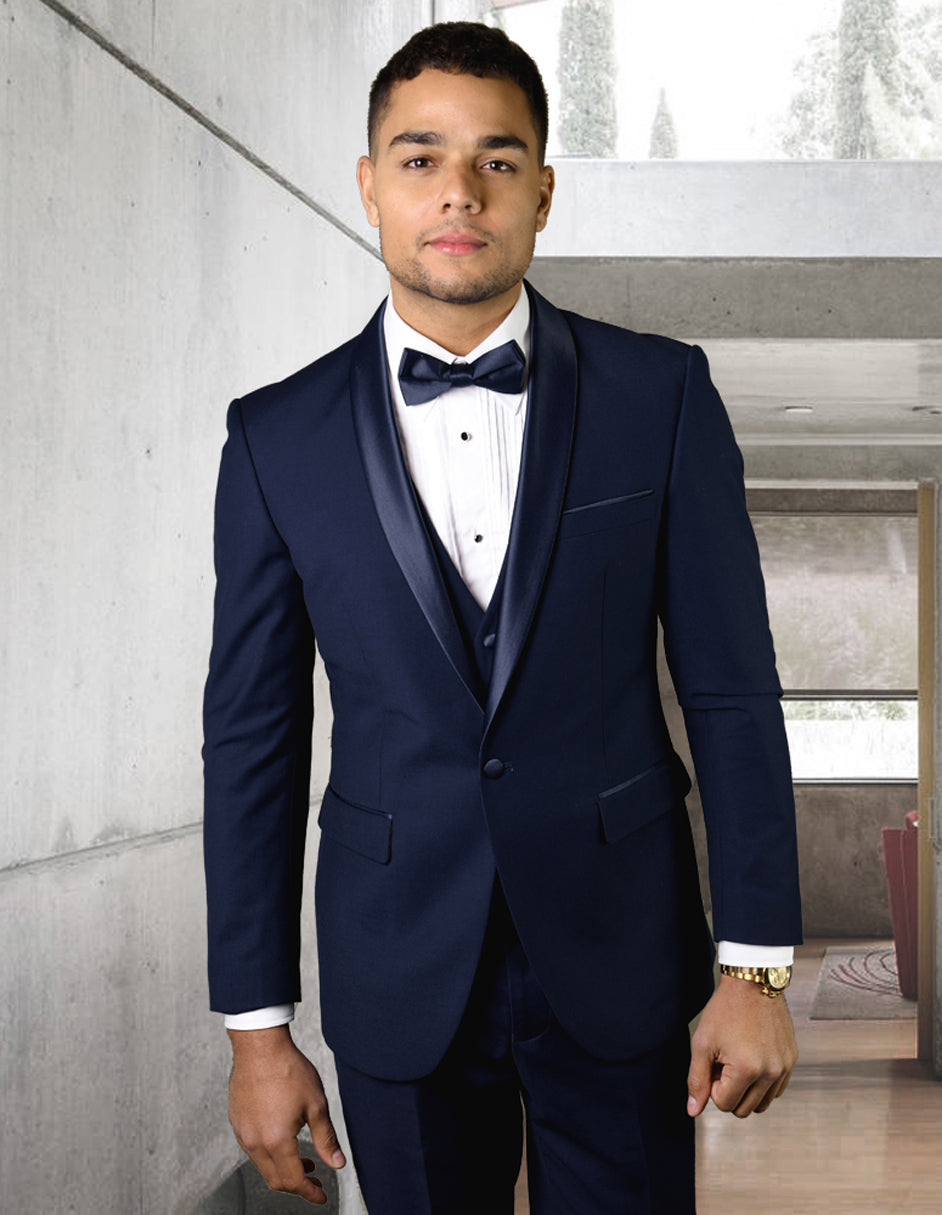 Modern Fit Shawl Prom Tuxedo in Navy