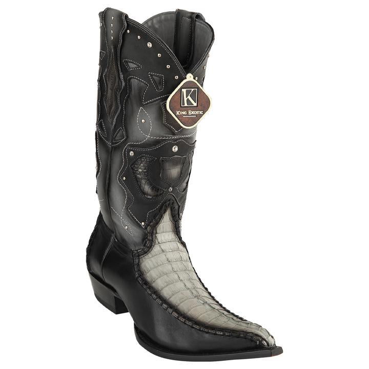 King Exotic Baby Caiman Tail 3x Toe Boots Gray