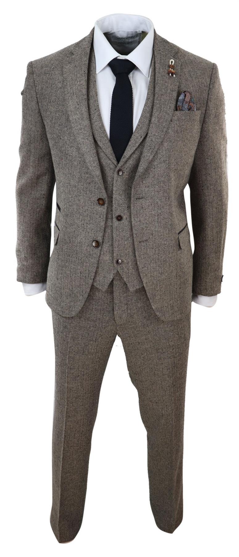 Classic Peaky Blinders Inspired Suit – Oak Brown 3-Piece Herringbone Tweed
