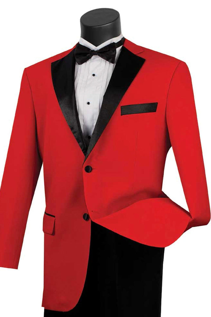 Classic Red Contrast Notch Tuxedo for Men
