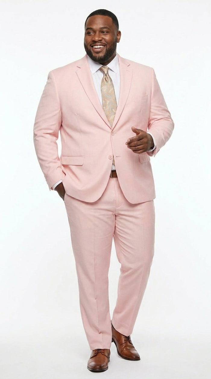 Men’s Light Pink 2 Piece Suit, Formal Dress Suit for Weddings, Prom, Parties, Summer Events Slim Fitted By Vitali