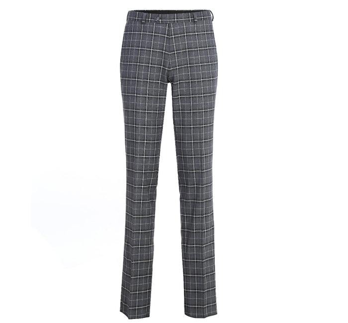 Men's Grey & White Check Classic Suit by Renoir