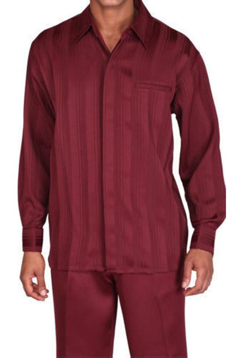 Burgundy Pinstripe Walking Suit for Men