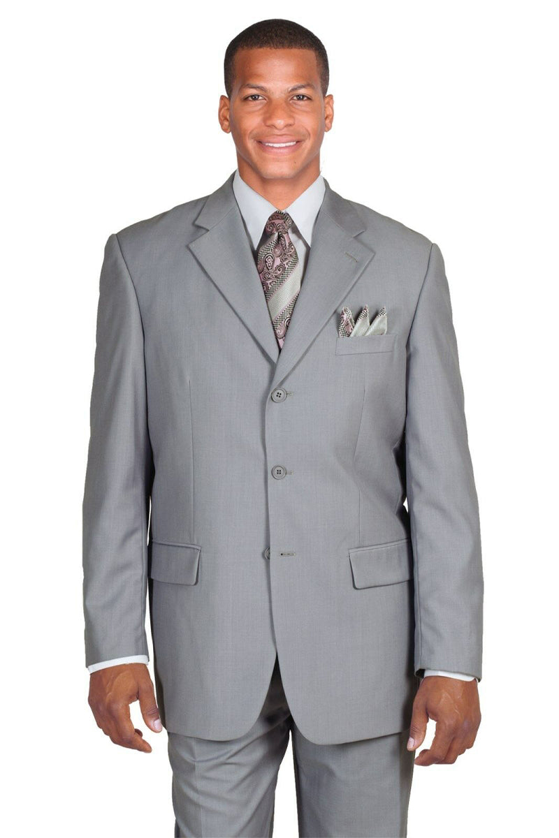Modern Grey 3 Button Polyester Suit for Men