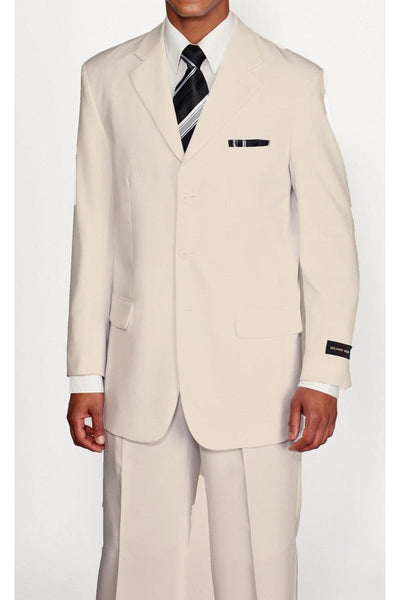Mens 3 Button Polyester Fashion Suit in Cream