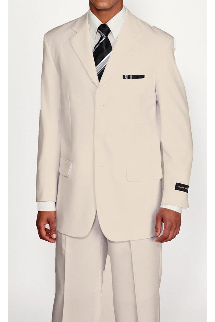 Mens 3 Button Polyester Fashion Suit in Cream