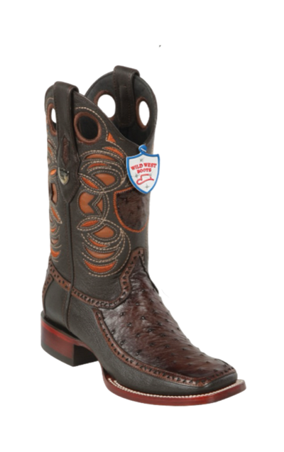 Wild West Dubai Toe Ostrich Boots Faded Brown
