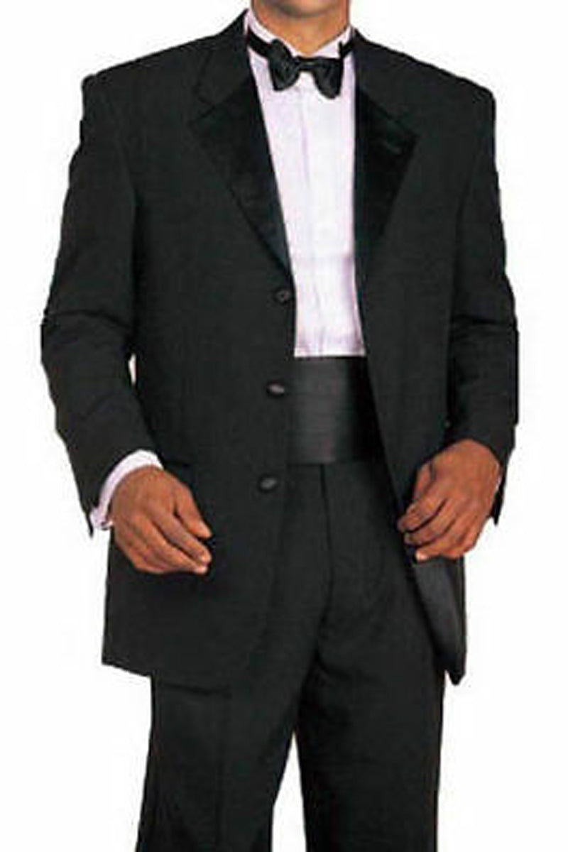 Mens Basic 3 Button Poly Tuxedo Black