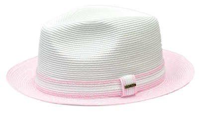 Bruno Capelo Antonio Straw Fedora White/Light Pink
