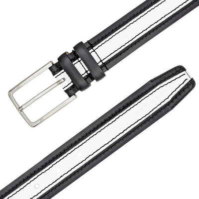 Mezlan Two-Tone Leather Belt Black / White (AO11670)