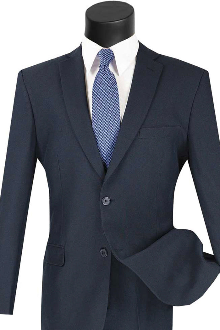 Slim Fit 2 Button Navy Poplin Suit for Men