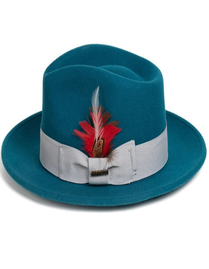 1920s Acid Blue Fedora – Men’s Classic Wool Dress Hat