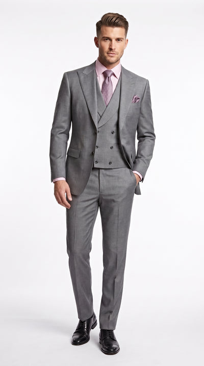 Men’s Charcoal Grey 3 Piece Suit with Lapel Vest, Modern Formal Wedding Business Dress Suit