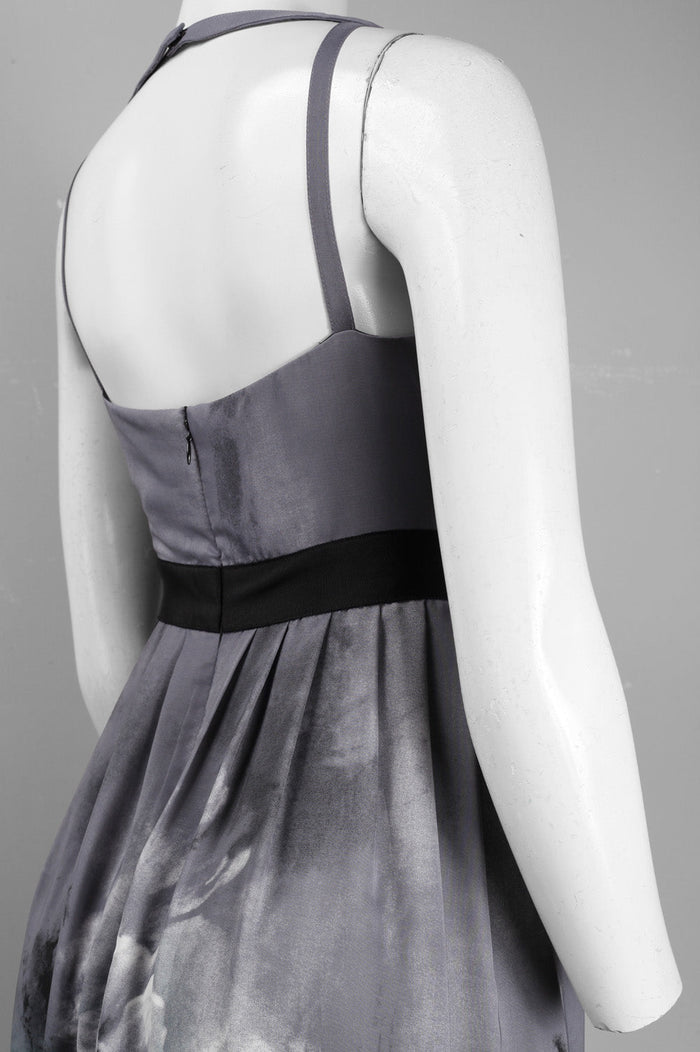 Adrianna Papell Cutout Neck Botanical A-Line Dress