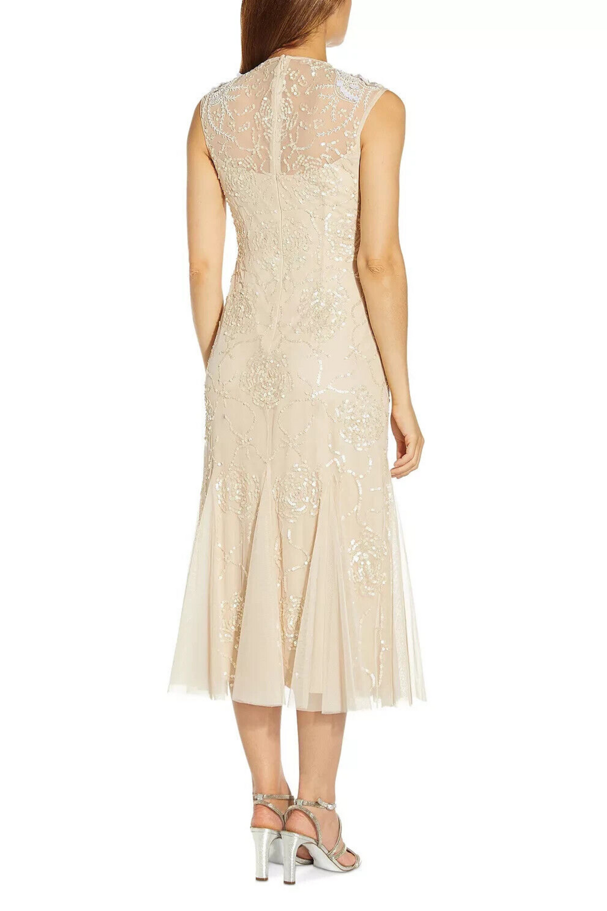 Adrianna Papell Sleeveless Sequined Midi Dress