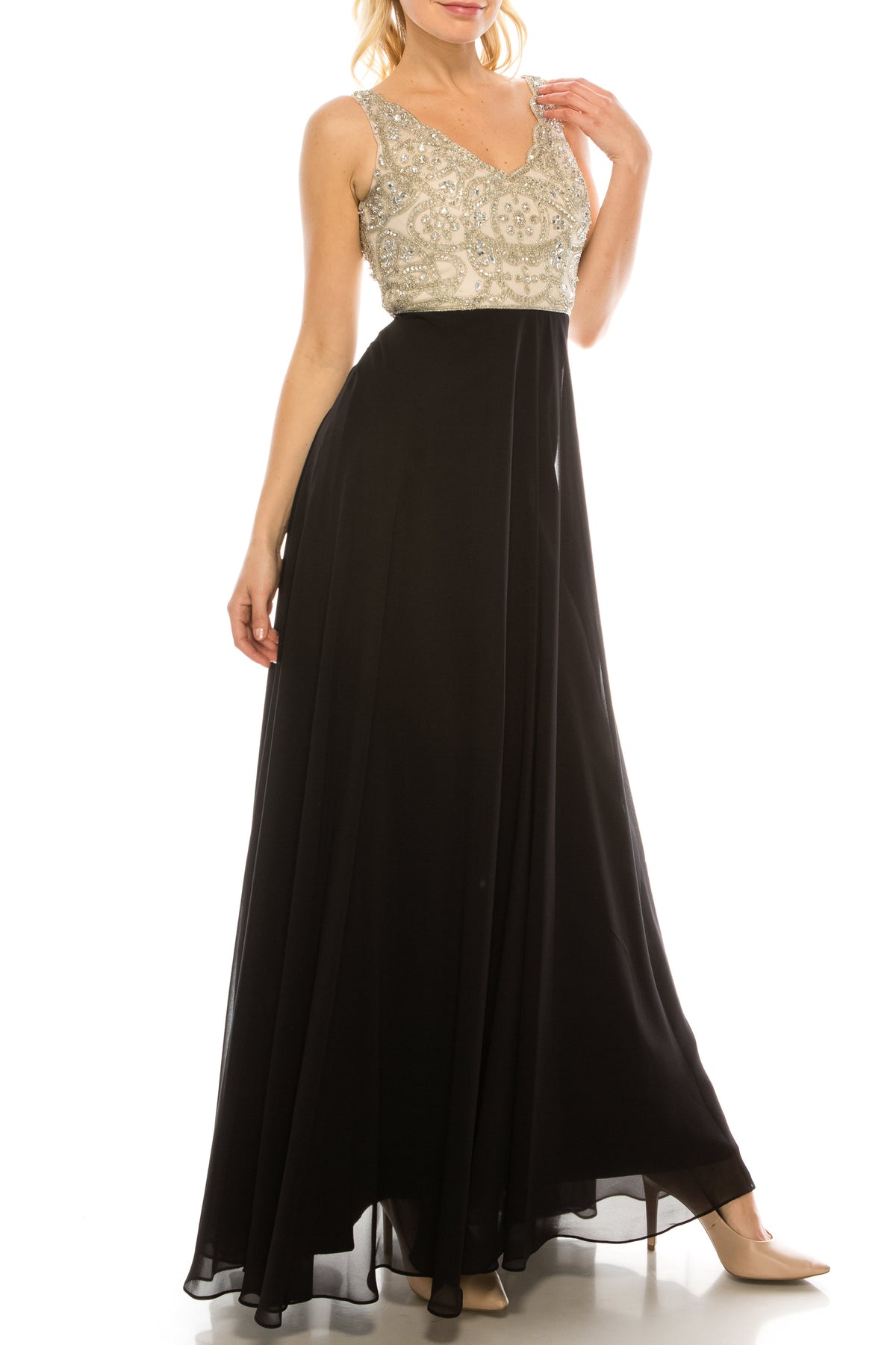Aidan Mattox MD1E200982 Embellished Sleeveless A-Line Dress with Beaded Detailing