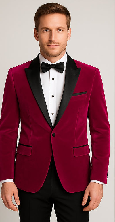 Alberto Nardoni Brand Men's Fuchsia Velvet Tuxedo Blazer ~ Sport coat