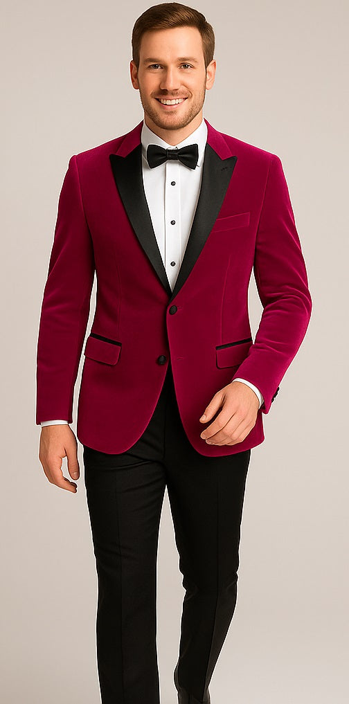 Alberto Nardoni Brand Men's Fuchsia Velvet Tuxedo Blazer ~ Sport coat