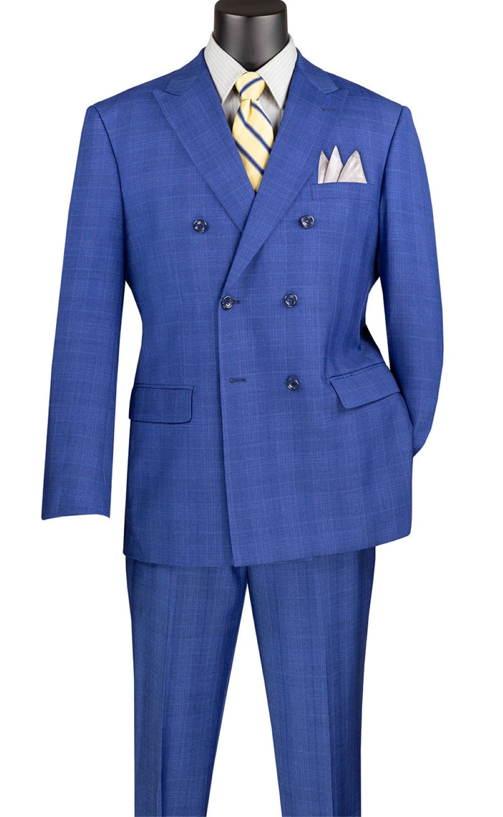 Alexander Blue Double Breasted Glen Plaid Suit