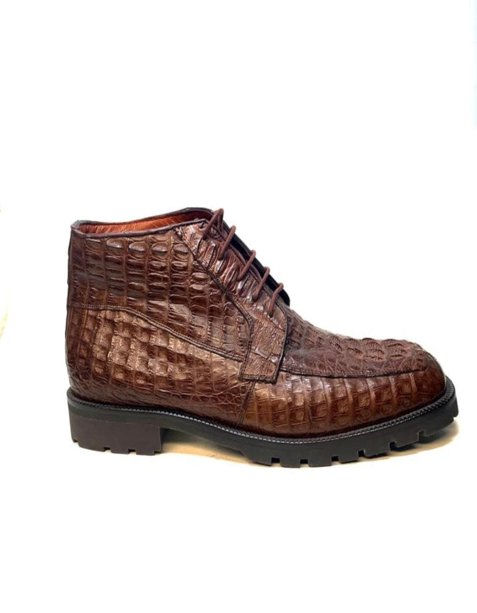 Los Altos Crocodile Lace Up Ankle Boots