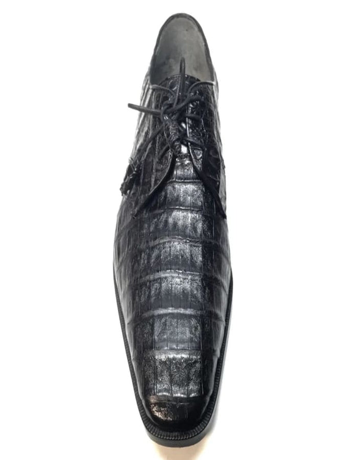 Los Altos Black Crocodile Lace Up Dress Shoes