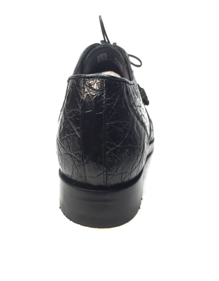 Los Altos Black Crocodile Lace Up Dress Shoes