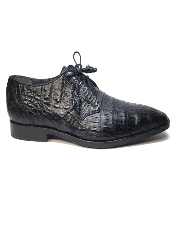 Los Altos Black Crocodile Lace Up Dress Shoes