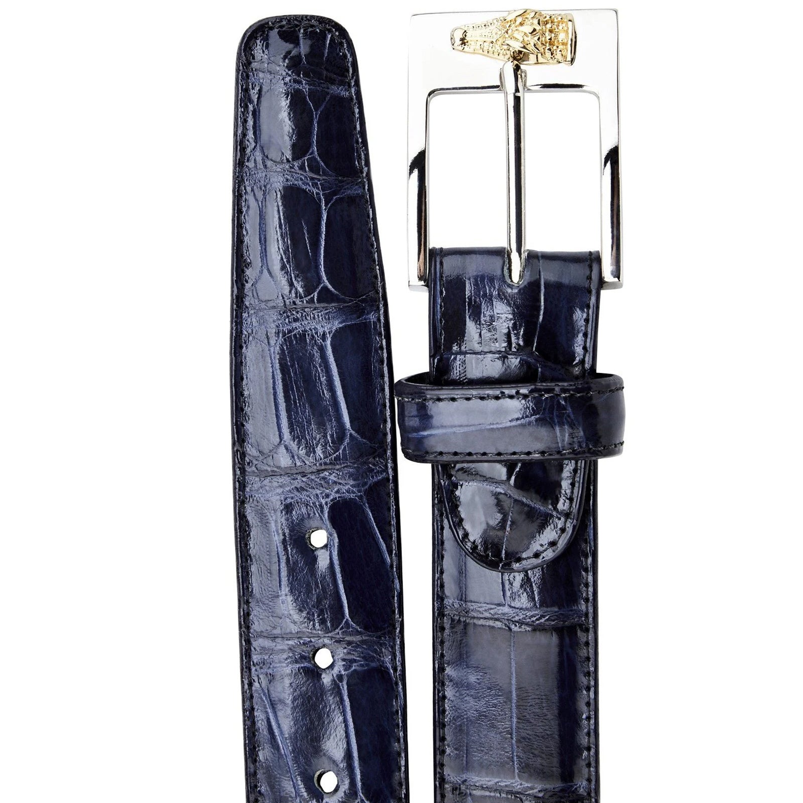 Belvedere Men's Navy Genuine Alligator Belt