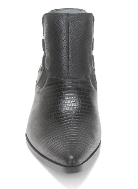 Los Altos Black Genuine Lizard Ankle Boots