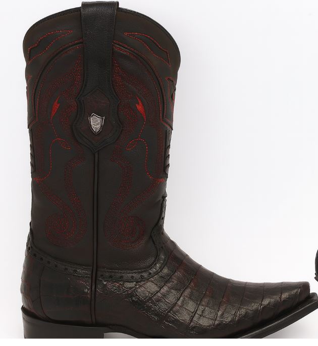Black Cherry Caiman Cowboy Boots Snip Toe