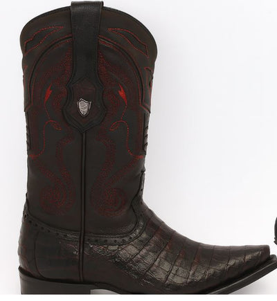 Black Cherry Caiman Cowboy Boots Snip Toe