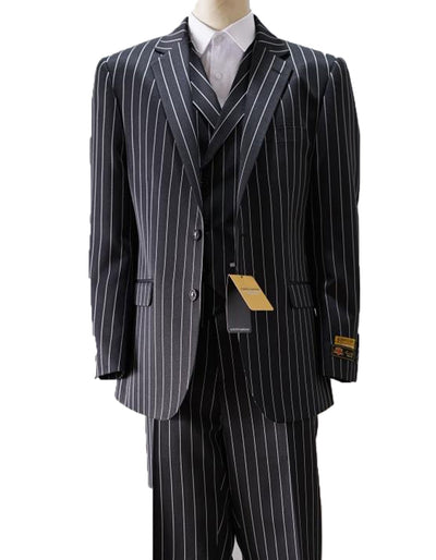Black & White Gangster Pinstripe 3-Piece Suit