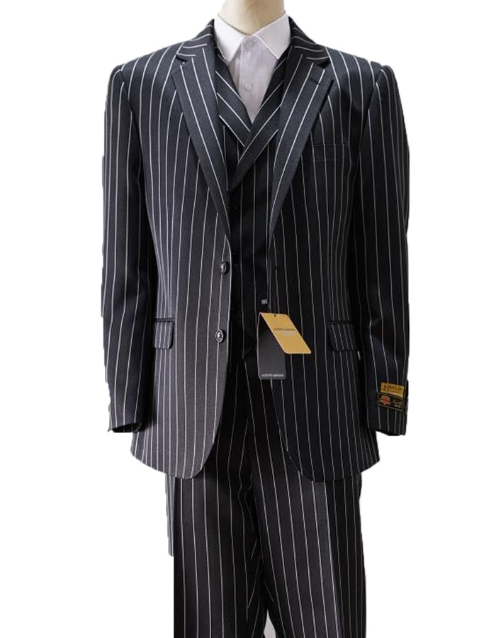 Black & White Gangster Pinstripe 3-Piece Suit