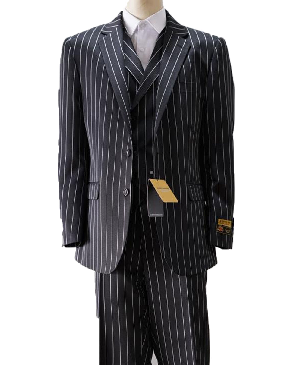 Black & White Gangster Pinstripe 3-Piece Suit