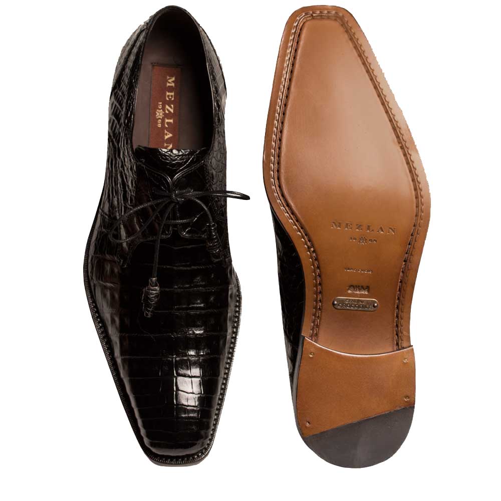 Anderson Crocodile Oxford Black Dress Shoes