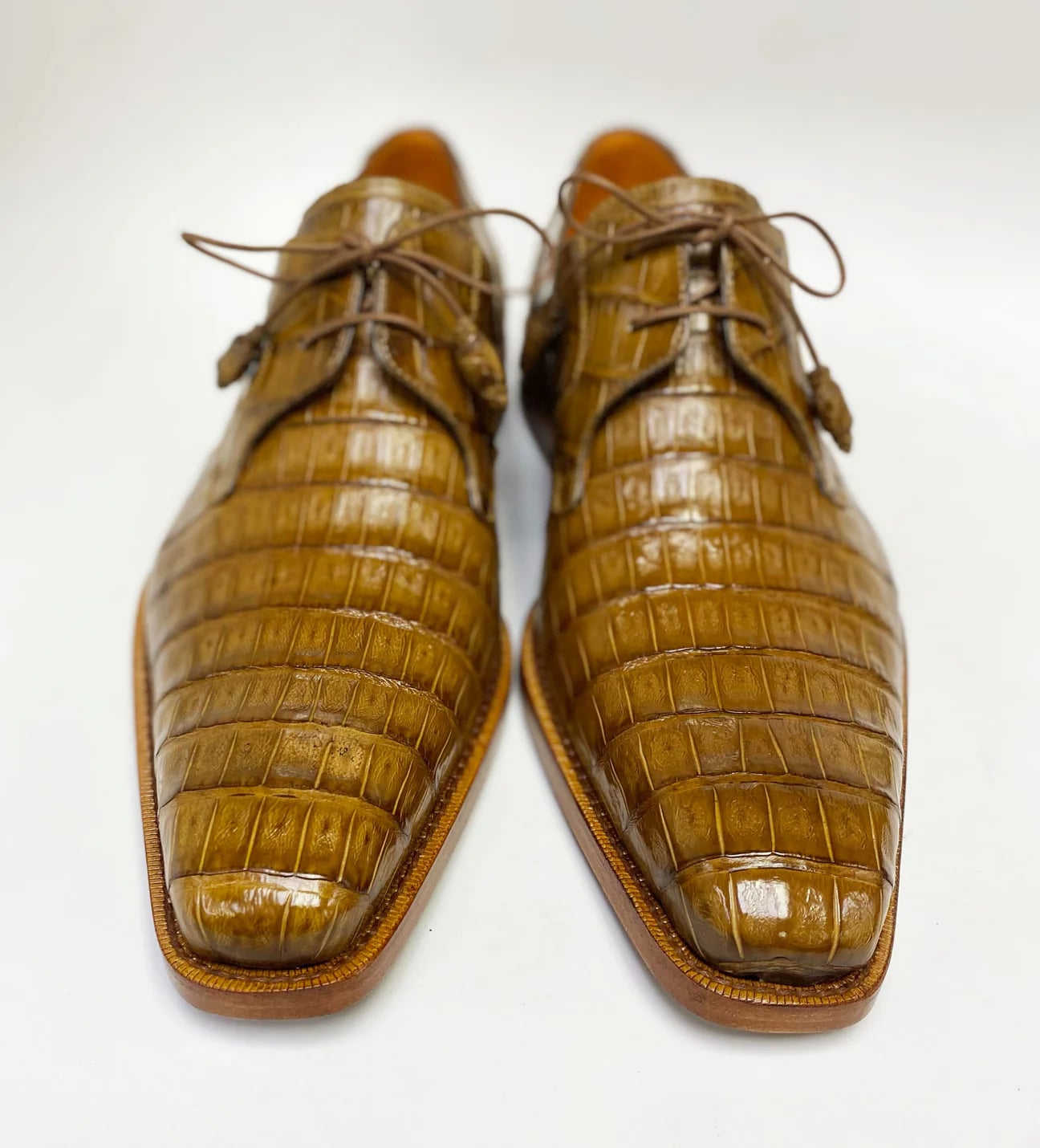 Anderson Crocodile Oxford Camel Dress Shoe