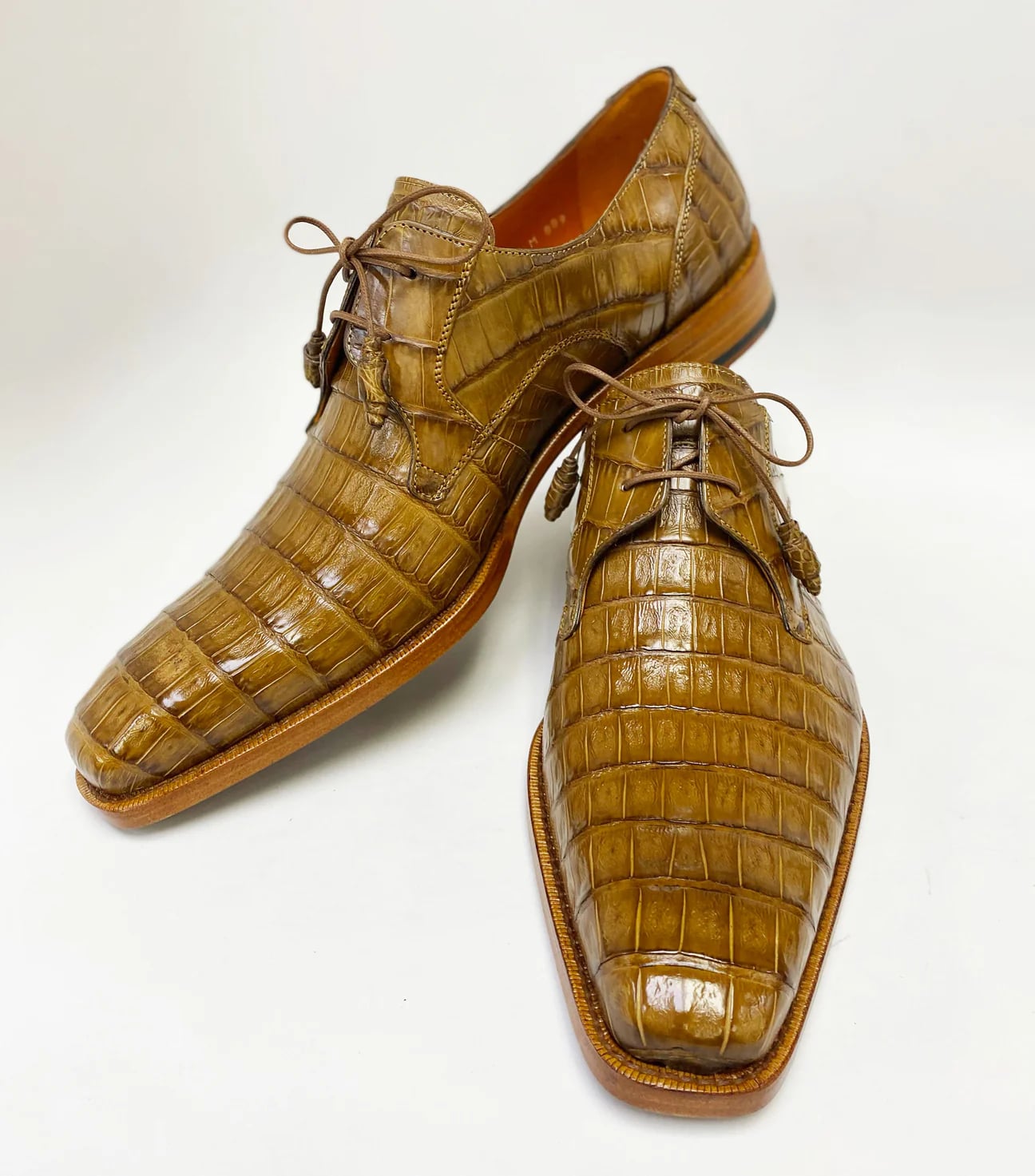Anderson Crocodile Oxford Camel Dress Shoe